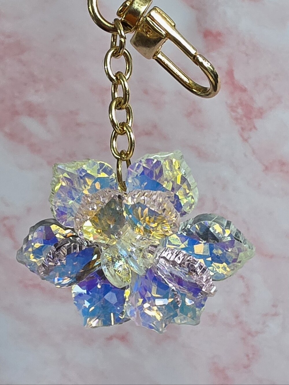 Crystal Flower Purse Charm Bag Charm, Keychain, Car Rearview Mirror, Zipper Pull - Picture 2 of 4